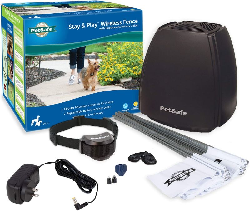 Photo 1 of ***INTERNAL FAN BROKEN*** PetSafe Stay & Play Wireless Pet Fence with Replaceable Battery Collar, Covers up to 3/4 Acre, For Dogs & Cats over 5 lb, Waterproof Collar, Tone & Static, From Parent Company of INVISIBLE FENCE Brand
