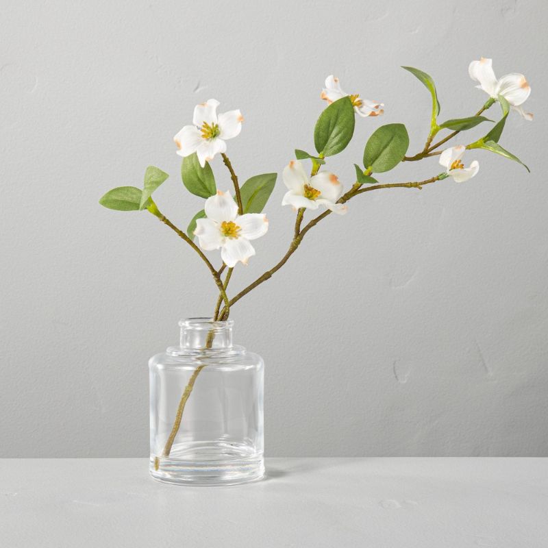 Photo 1 of 9" Faux Dogwood Flower Stem Glass Arrangement - Hearth & Hand™ with Magnolia (2 pck)
