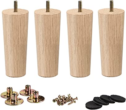 Photo 1 of 12 inch / 30cm Wooden Furniture Legs, La Vane Set of 4 Solid Wood Tapered M8 Replacement Furniture Feet with Pre-Drilled 5/16 Inch Bolt & Mounting Plate & Screws for Couch Sofa Cabinet Ottoman
