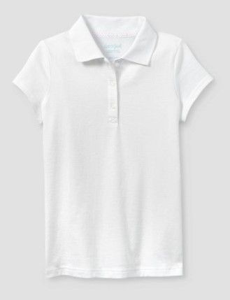 Photo 1 of Girls' Short Sleeve Jersey Uniform Polo Shirt - Cat & Jack™ White, L plus size (3) and XL (1)

