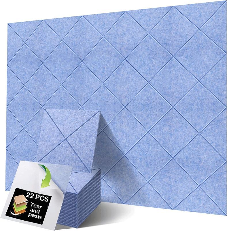 Photo 1 of 22 PCS Pro Grade Acoustic Panels Sound Proof Boards Noise Canceling for Studio Recording Home Office Better Than Foam(Sky blue)