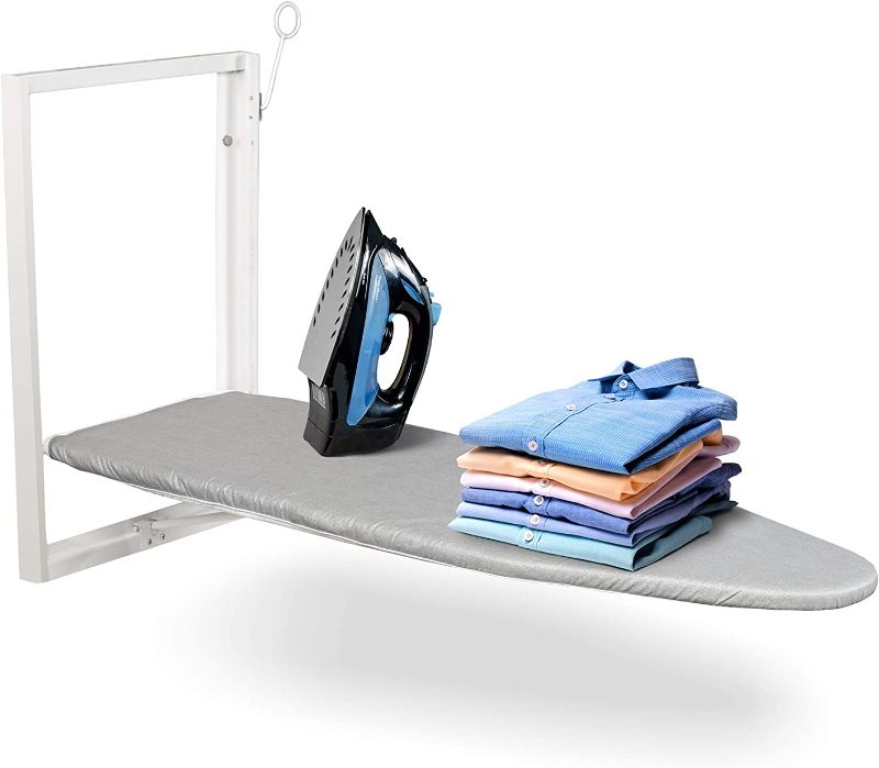 Photo 1 of  Wall-Mounted Ironing Board | Foldable 36.2” x 12.2” Ironing Station for Home, Apartment & Small Spaces | Sturdy Folding Board, Easy-Release Lever, Removable Cotton Cover & Mounting Hardware