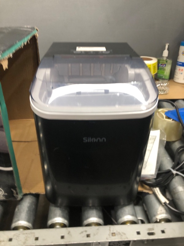 Photo 2 of Silonn Ice Makers Countertop, 9 Cubes Ready in 6 Mins, 26lbs in 24Hrs, Self-Cleaning Ice Machine with Ice Scoop and Basket, 2 Sizes of Bullet Ice for Home Kitchen Office Bar Party
