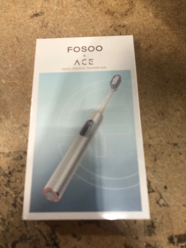 Photo 2 of **SEALED** FOSOO Sonic Electric Toothbrush for Adults, 48000 VPM High Power Rechargeable Toothbrush with 4 Premium Dupont Brush Heads, 3 Hours Fast Charge for 180 Days, Zinc Alloy Handle, 2 Min Timer(Silver)