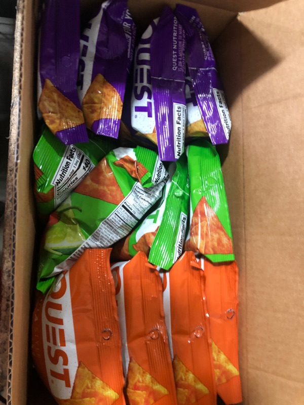 Photo 2 of **EXPIRES 03/31/23** Quest Tortilla Style Protein Chips Variety Pack, Chili Lime, Nacho Cheese, Loaded Taco, 1.1 Ounce (Pack of 12)
