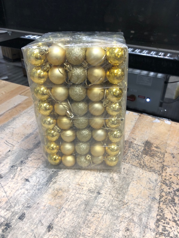 Photo 2 of 160 Pcs Christmas Balls Ornaments for Xmas Tree - Shatterproof Christmas Tree Decorations Small Hanging Ball 1.18" X 160 Pack (Gold)