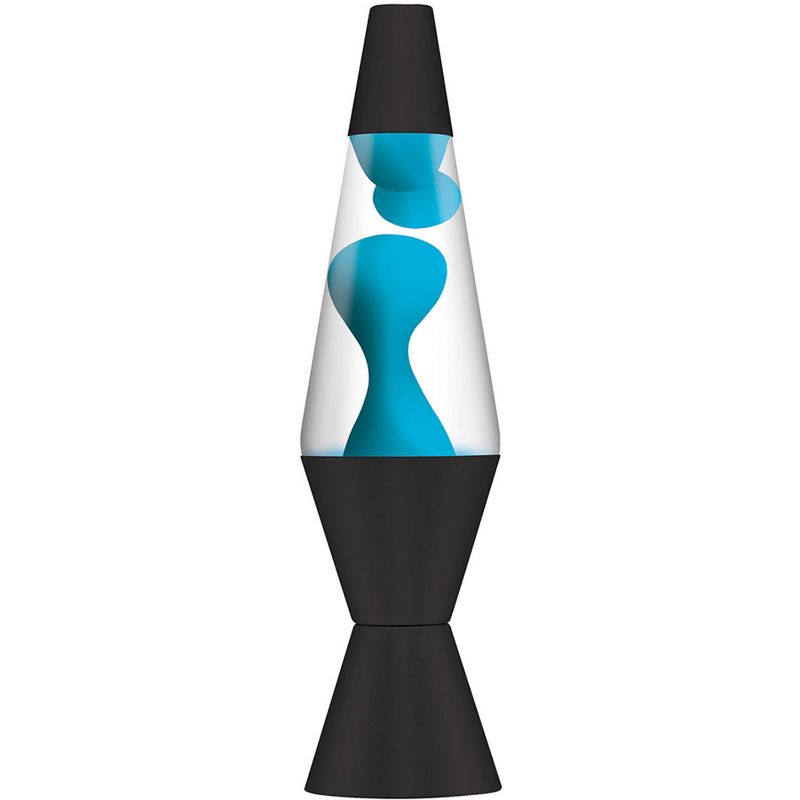 Photo 1 of Lava® the Original 14.5-Inch Black Base Lamp with Neon Blue Wax in Clear Liquid
