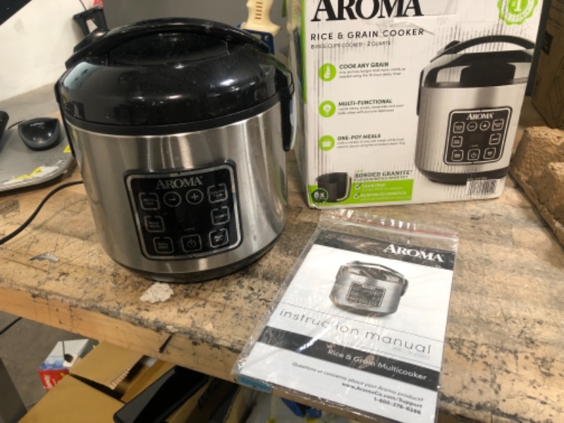 Photo 2 of *NONFUNCTIONAL* Aroma Digital Rice Cooker and Food Steamer, Silver, 8 Cup