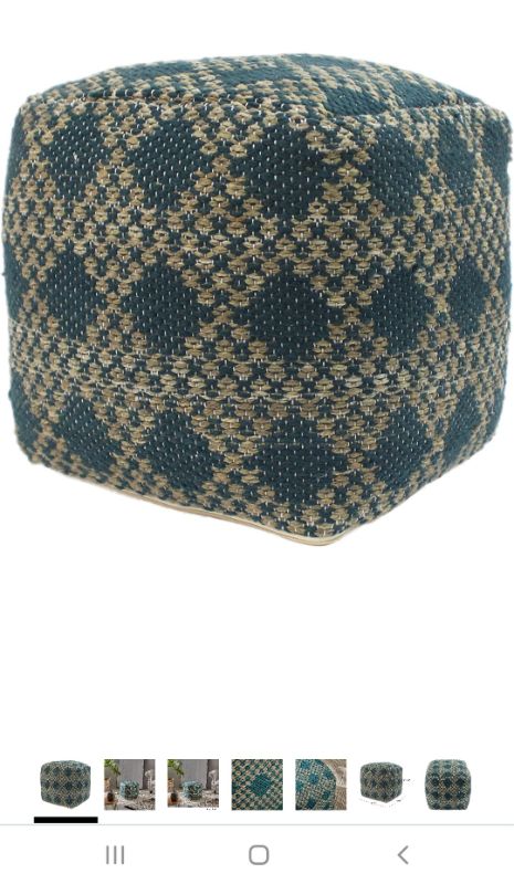 Photo 1 of Christopher Knight Home Mamie Cube Pouf, Boho, Beige and Teal Yarn