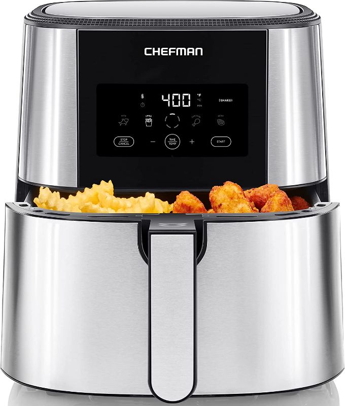 Photo 1 of CHEFMAN 2 in 1 Max XL 8 Qt Air Fryer, Healthy Cooking, User Friendly, Basket Divider For Dual Cooking, Nonstick Stainless Steel, Digital Touch Screen with 4 Cooking Functions, BPA-Free