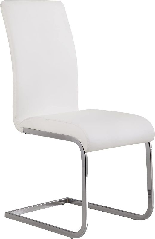 Photo 1 of ARMEN LIVING Amanda Side Upholster Chrome White Finish Kitchen & Dining Chair-Set of 2