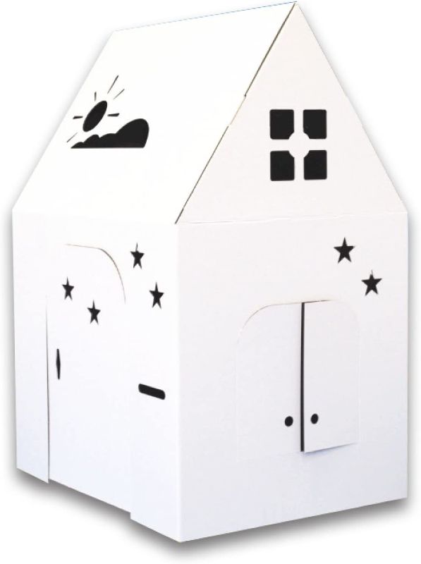 Photo 1 of Easy Playhouse - Kids Art and Craft for Indoor and Outdoor Fun, Color, Draw, Doodle on this Blank Canvas – Decorate and Personalize a Cardboard Fort, 34" X 27" X 48" - Made in USA, Age 3+
