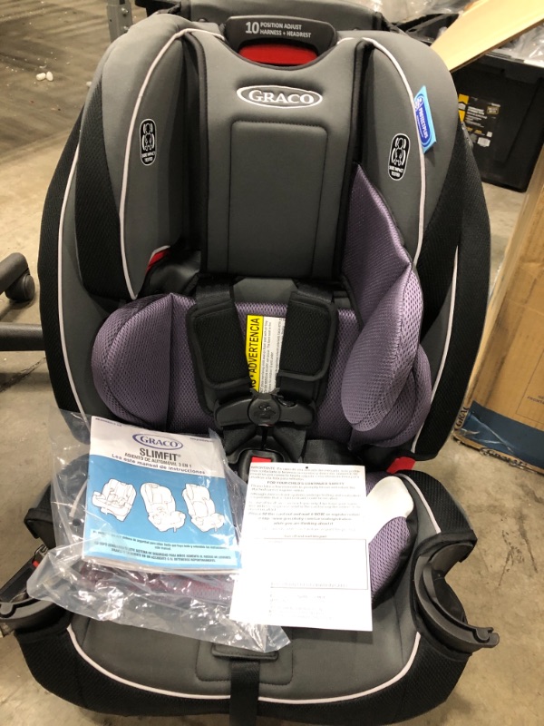 Photo 2 of Graco SlimFit 3 in 1 Car Seat, Slim & Comfy Design Saves Space in Your Back Seat, Annabelle, 1 Count (Pack of 1) SlimFit Annabelle