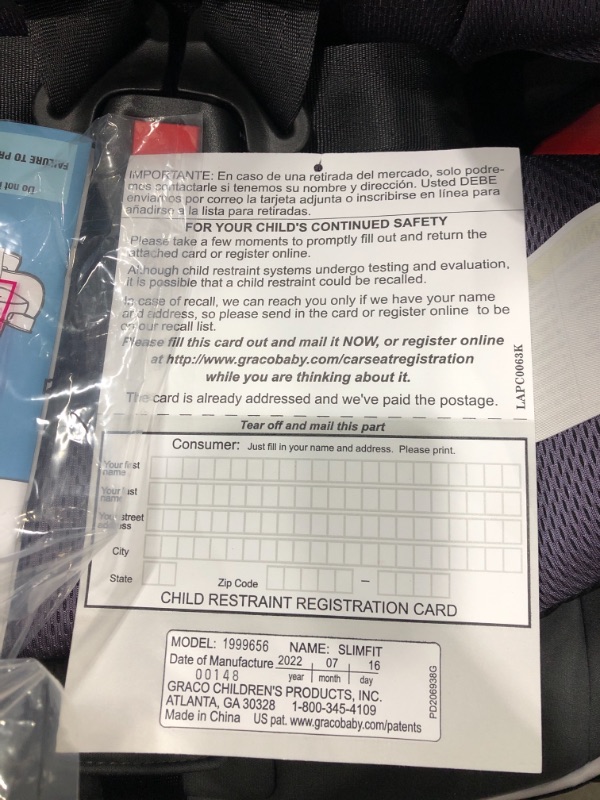 Photo 3 of Graco SlimFit 3 in 1 Car Seat, Slim & Comfy Design Saves Space in Your Back Seat, Annabelle, 1 Count (Pack of 1) SlimFit Annabelle