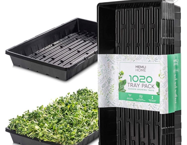 Photo 1 of Hemlock Home Brewing 1020 Trays - Seed Starter Garden Plant Propagation Tray - Extra Strength - No Holes 5-Pack - Microgreens - Drip Tray