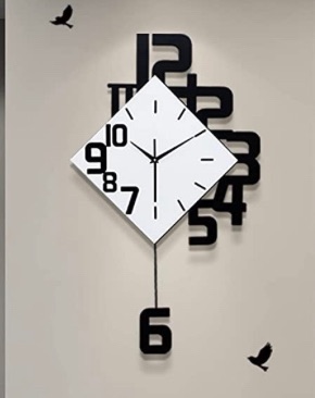 Photo 1 of FLEBLE Large Wall Clocks for Living Room Decor Silent Pendulum Wall Clocks Battery Operated Non-Ticking for Bedroom Kitchen Office Home Decorative Square White Wood Clocks Wall Decor for School Indoor