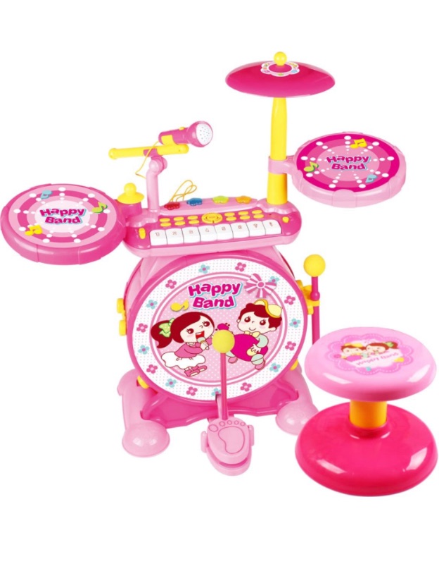 Photo 1 of BAOLI 2-in-1 Children Musical Instrument Boy & Girl Electronic Rock Roll Jazz Drum Kit Set with Piano Keyboard and Microphone and Stool 24keys