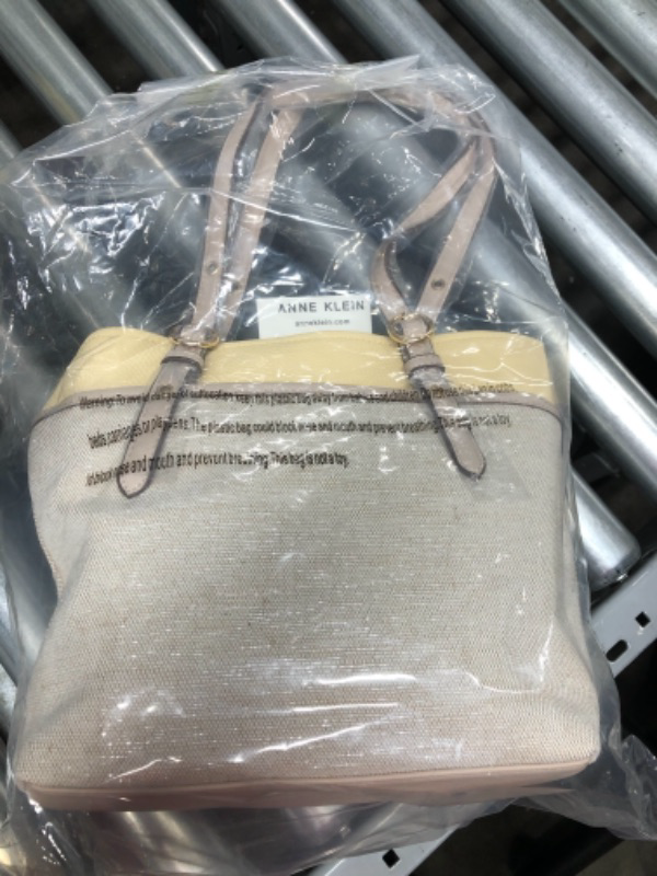 Photo 1 of Anne Klein Canvas Pocket Tote One Size Lurex Canvas/ Lemon Spritz/ Clay