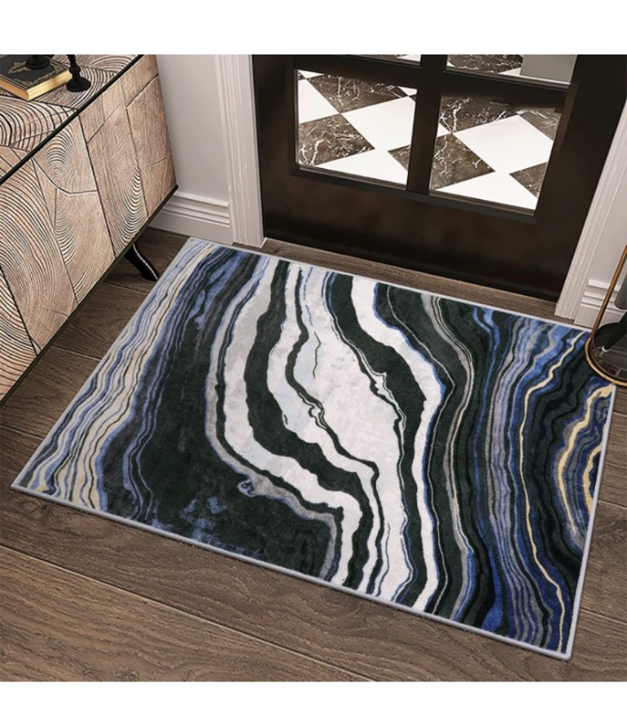 Photo 1 of KIMODE Doormat Entry Way Rug, Front Indoor Mat Outdoor Anti-Dirty Mats Absorbs Mud and Moisture Low-Profile Mat for Entrance, Bedroom, Living Room Decor Machine Washable(23.5"x35.5")-Marble Blue