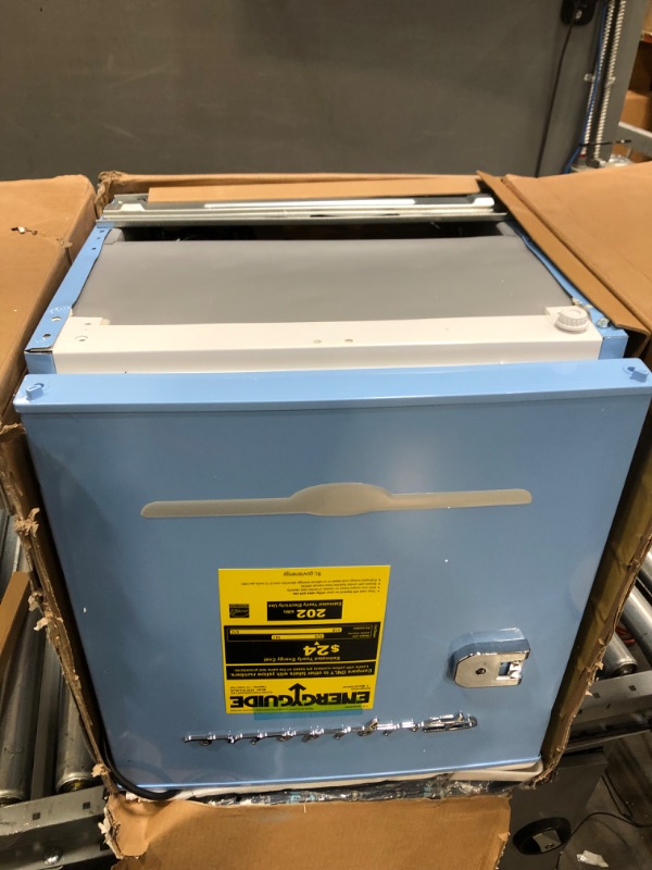 Photo 2 of *(*Parts Only** Non Functioning**Frigidaire EFR176-BLUE 1.6 cu ft Blue Retro Fridge with Side Bottle Opener. for The Office, Dorm Room or Cabin
