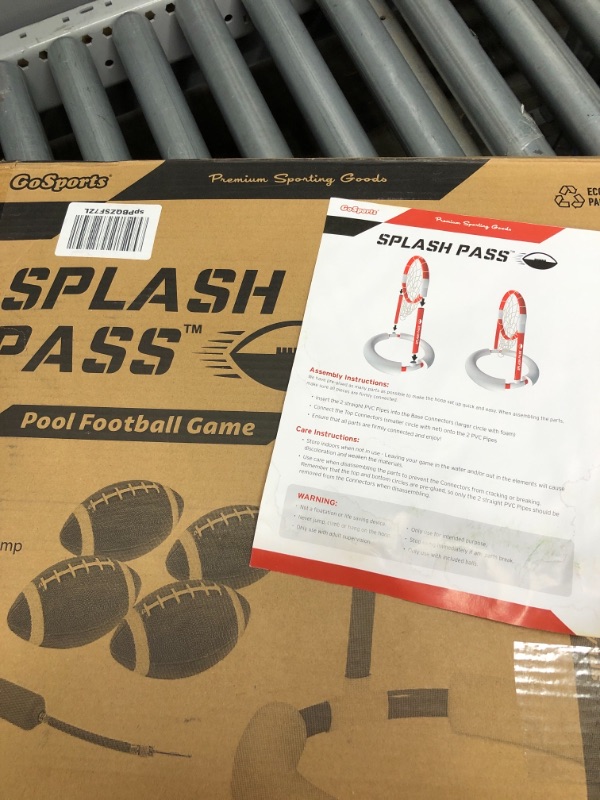 Photo 3 of **Missing Parts**Gosports Splash Pass Floating Pool Football Game | Includes Hoop, 4 Footballs and Pump, Red, Pool