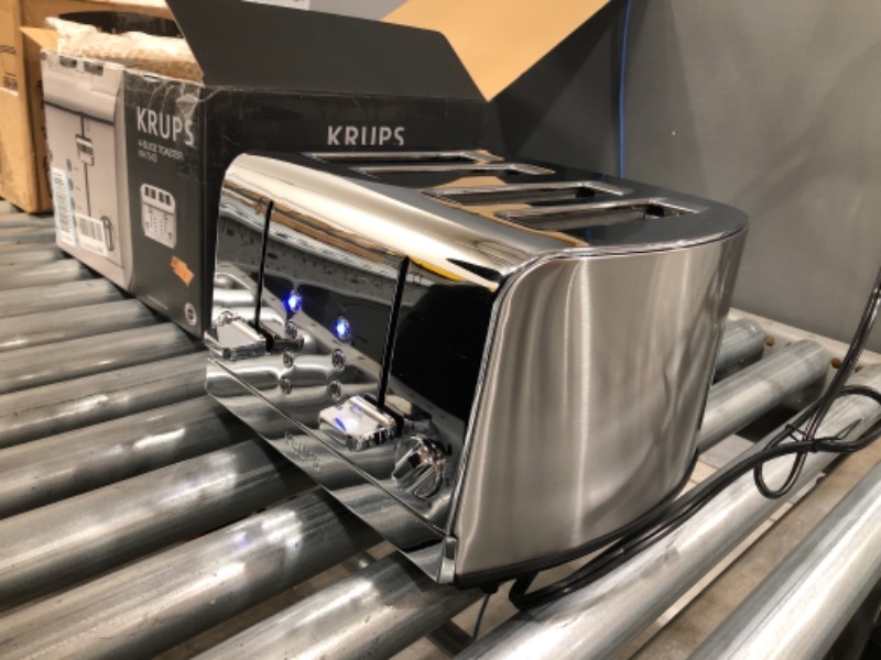 Photo 3 of ***ONE SIDE DOESNT WORK*** KRUPS KH734D Breakfast Set 4-Slot Toaster with Brushed and Chrome Stainless Steel Housing