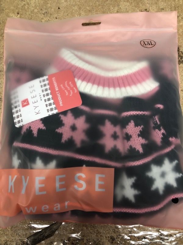 Photo 2 of KYEESE Dog Sweater Dress Turtleneck Dogs Pullover Knit with Leash Hole Fall Winter Warm Dog Sweater Cute