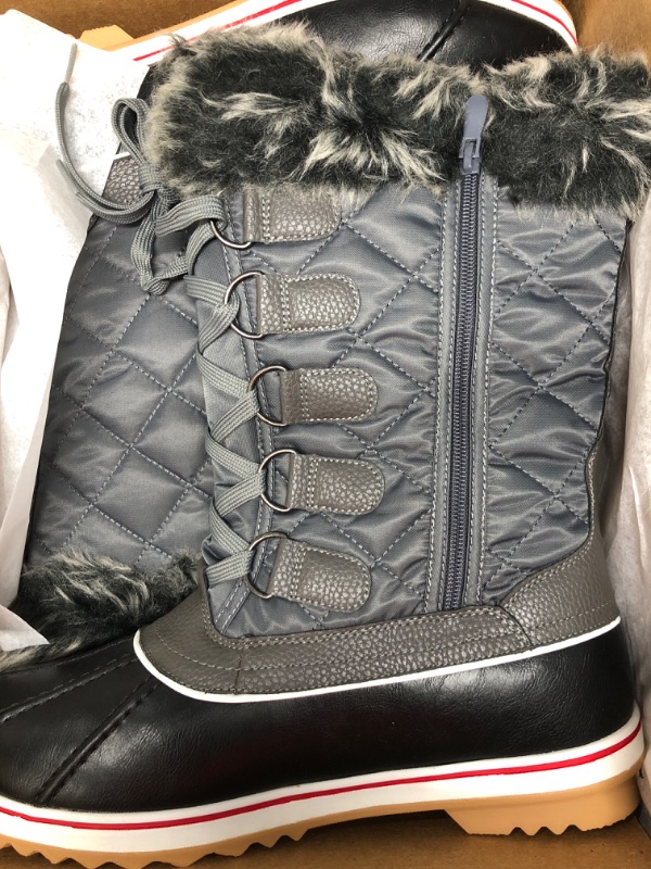 Photo 1 of LAICIGO Women’s Faux Fur Snow Boots Mid-Calf Lace-up Waterproof Insulated Quilted Mesh Winter Warm Boots SIZE 11