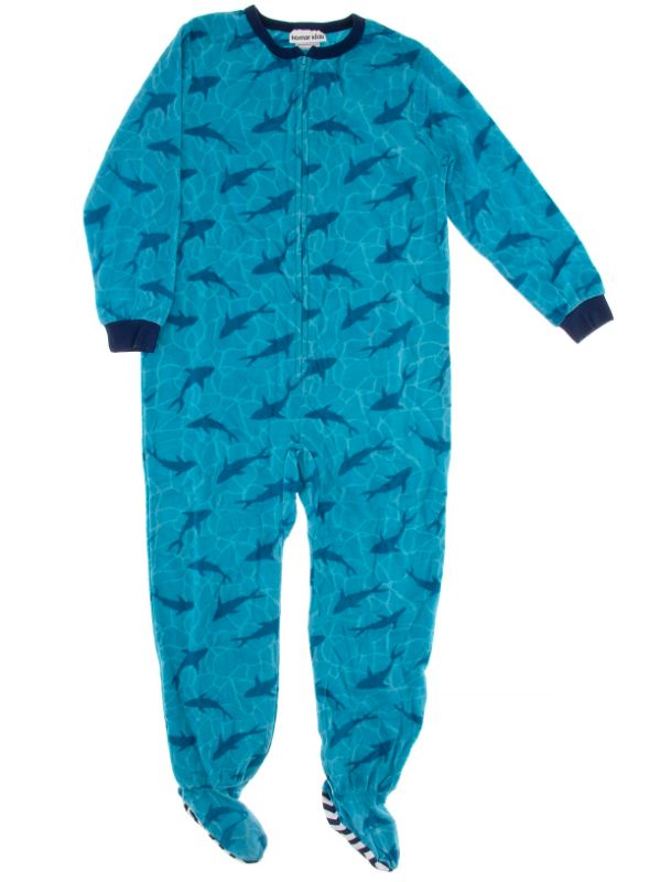 Photo 1 of Komar Kids Boys Fleece Blanket Sleeper Footed Pajamas X-Large Shark Blue size 14/16 xl