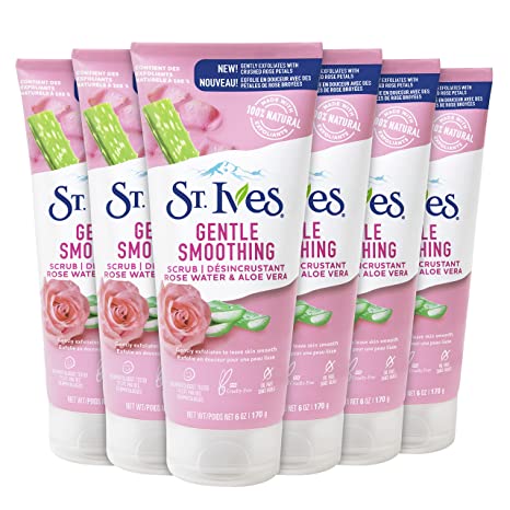 Photo 1 of  St. Ives Gentle Smoothing Face Scrub Our Gentlest Scrub Yet Rose Water & Aloe Vera Made with 100% Natural Exfoliants, Paraben Free, Oil-Free, Dermatologist Tested 6 oz 6 Count
