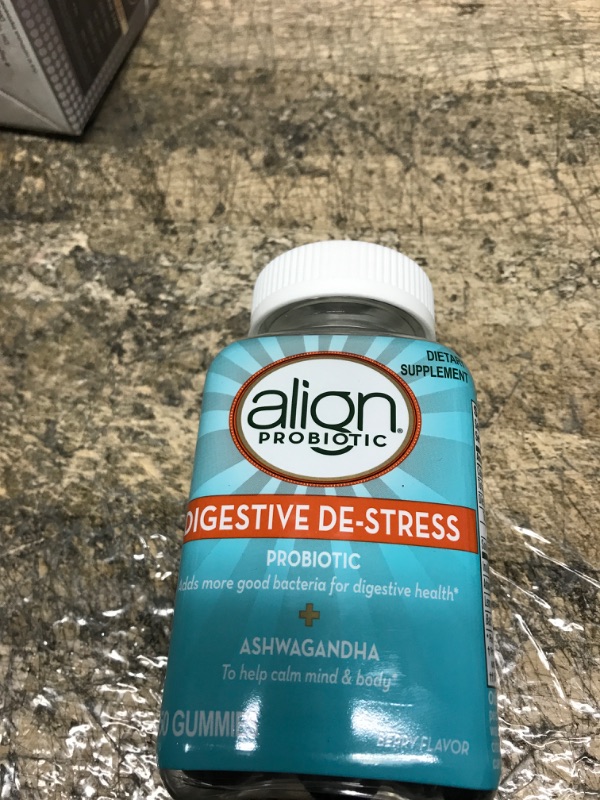 Photo 2 of Align Probiotic, Digestive De-stress, Probiotic for Women and Men with Ashwagandha, Helps with a Healthy Response to Stress, Gluten Free, Soy Free, Vegetarian, 50 Gummies 50 Count (Pack of 1)  BEST BY: 02/23