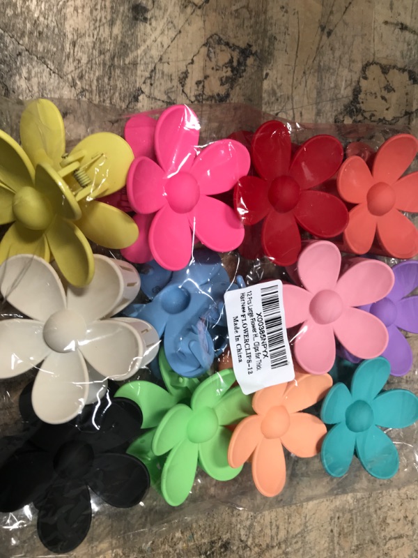 Photo 2 of 12 Pcs Flower Hair Clips, Nonslip Flower Hair Clip for Women Girls, 12 Colors Flower Claw Clips for Thick Hair, Strong Hold Flower Clips for Thin Hair