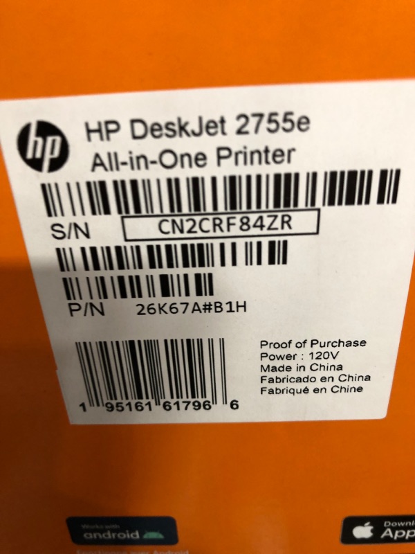 Photo 2 of DeskJet 2755e Wireless Inkjet Printer with 6 months of Instant Ink Included with HP+