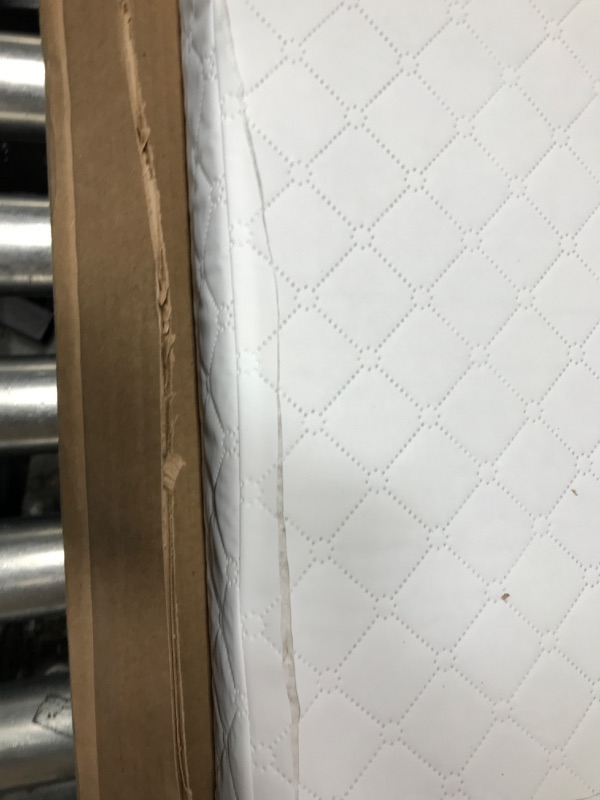 Photo 3 of *DAMAGED* Dream On Me Holly 3” Fiber Portable, Greenguard Gold Certified, Waterproof Vinyl Cover, Lightweight Mini Crib Mattress, White