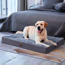 Photo 1 of  Orthopedic Dog Bed for Medium, Large and Extra Large Dogs, Egg-Crate Foam Pet Bed Mat with Rose Plush Removable Cover, Waterproof Lining, and Non-Slip Bottom, Machine Washable (M(30"x20"x3")