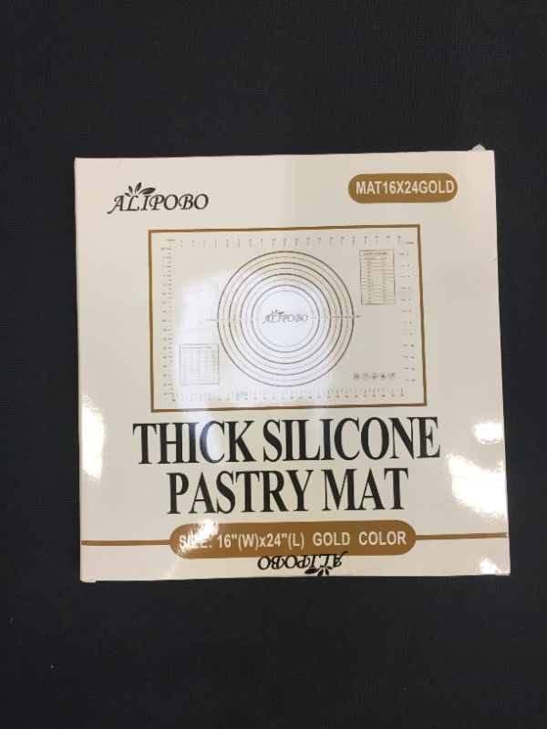 Photo 2 of ALIPOBO Extra Thick Silicone Baking Mat with Measurements, Non Stick Pie Crust Mat, Rolling Cookie Dough Mat, Non Stick Silicone Pastry Mats for Kneading Dough, Counter Mat (L-24'' X 16", Gold)
