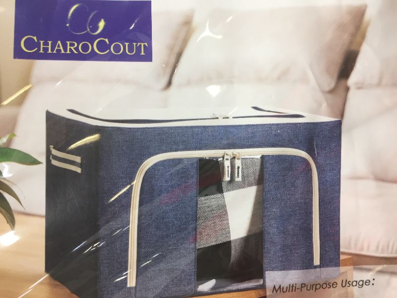 Photo 1 of CHAROCOUT MEDIUM STORAGE BOX NAVY BLUE 3- PACK