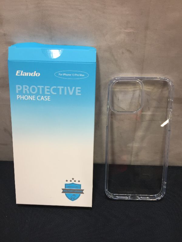 Photo 2 of Elando Crystal Clear Case Compatible with iPhone 13 Pro Max, Non-Yellowing Shockproof Protective Phone Case Slim Thin, 6.7 inch
