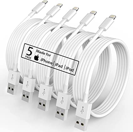 Photo 1 of 5 PCS(6FT)Original[Apple MFi Certified] iPhone Charger,Lightning Cable Fast Charging Cord iPhone Charger Cable USB Cable Compatible iPhone 13/12/11 Pro Max/Mini/XS MAX/XR/XS/X/8/7/Plus/6 iPad AirPods
