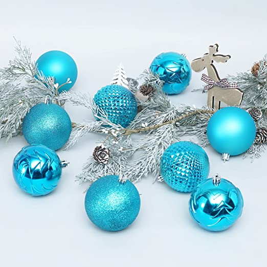 Photo 1 of SY Super Bang 60MM/2.36" Christmas Ornaments, 34PCS Christmas Ball Ornament Set for Xmas Tree, Shatterproof Decorations for Holiday, Party, Halloween, Thanksgiving, Christmas Decor - Laker Blue.
