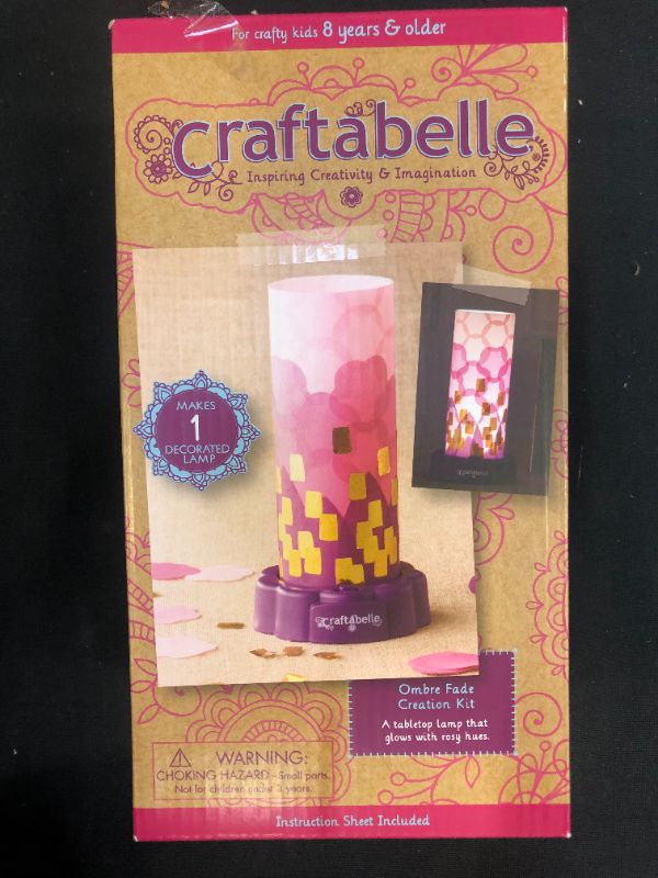Photo 1 of Craftabelle – Ombre Fade Creation Kit – Lampshade Decorating Kit – 323pc LED Lamp Set with Fabric & Accessories – DIY Arts & Crafts for Kids Aged 8 Years +
