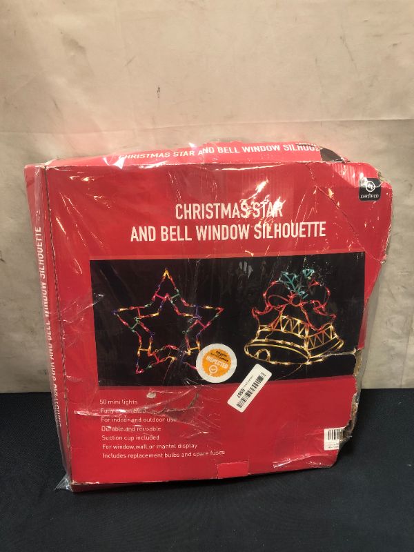 Photo 1 of AOGU Christmas Window Silhouette Lighted 16 Inch Xmas Decoration for Window Home Room Party Shop Indoor Window Light Pack of 2 (Star and Bells)
MAJOR DAMAGE TO BOX, MISSING 1 SUCTION CUP, ITEM IS FUNCTIONAL AND IS NOT DAMAGED!