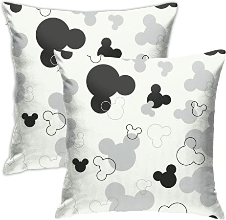 Photo 1 of BSUDILOK Pack of 2 Mickey Pillow Case Cushion Cover 18x18 Inchs Anime Cartoon Pillowcase Standard Throw Pillow Covers for Couch Sofa Bedding Home Decorative Pillowcases
