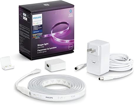 Photo 1 of Philips Hue Bluetooth Smart Lightstrip Plus 2m/6ft Base Kit with Plug, (Voice Compatible with Amazon Alexa, Apple Homekit and Google Home)
