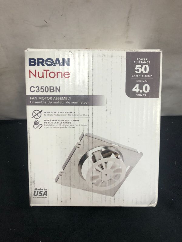 Photo 1 of Broan Nutone Replacement Motor/Wheel 50 CFM Nutone 696N A Housing (C350BN)