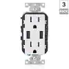 Photo 1 of 15 Amp Decora Combination Tamper Resistant Duplex Outlet and USB Charger, White (3-Pack)
