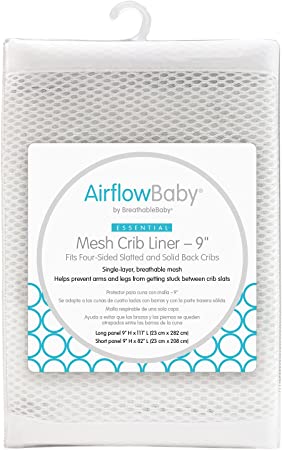 Photo 1 of AirflowBaby Mesh Crib Liner — Essential Collection — White 9” — Fits Full-Size Four-Sided Slatted and Solid Back Cribs
