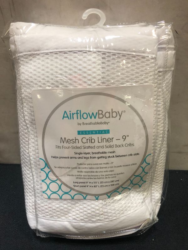 Photo 2 of AirflowBaby Mesh Crib Liner — Essential Collection — White 9” — Fits Full-Size Four-Sided Slatted and Solid Back Cribs
