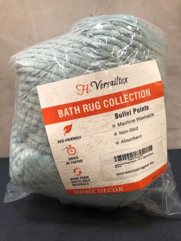 Photo 4 of  Bathroom Rug Non-Slip Bath Mat 32”x20”, Washable Soft Shower Mat, for Bathroom Floor & Tub Fluffy Shaggy Rug, Durable Thick Water Absorbent Microfiber Plush Rugs, Blue
