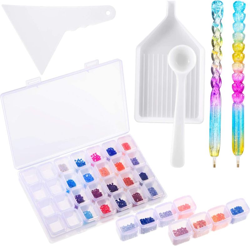 Photo 1 of 10 Pieces 5D Diamond Painting Accessories, Including 2 Pieces Diamond Painting Pens with Diamond Embroidery Storage Box, 7 Pieces Diamond Painting Tools for Full and Partial Drill Painting
2 pack 